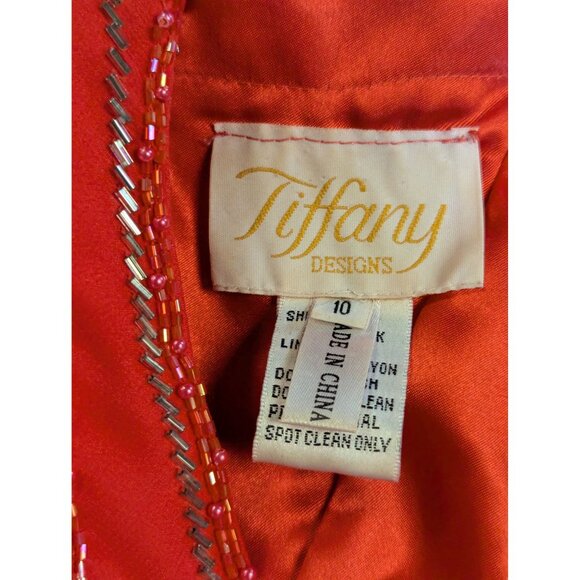 Pink Beaded Silk Gown With Spaghetti Straps & Sparkling Design Size 10 - Picture 10 of 11